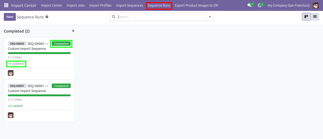 Sequence Runs Kanban Overview